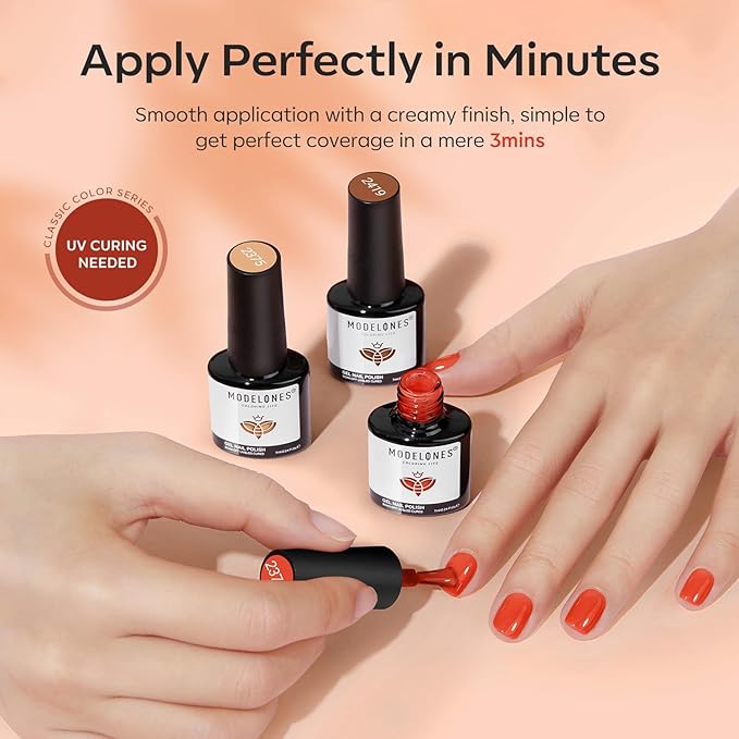 modelones Gel Nail Polish Set, 6 Fall Colors White Nude Brown Orange Jelly Gel Polish Tortoise Burgundy Wine Red Neutral Translucent Nail Art Gel Soak Off LED Lamp Manicure Salon DIY Girl Women Gift