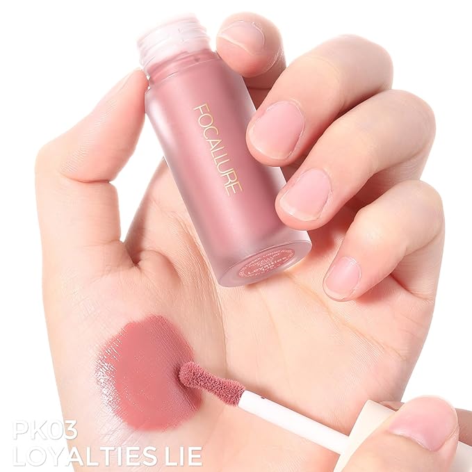 FOCALLURE Silky Cream Liquid Blush,Leaving a Matte Dewy Makeup Look,Easy to Apply and Create a Natural Flush,Long Lasting and Lightweight Cheek Blush Face Makeup,LOYALTIES LIE