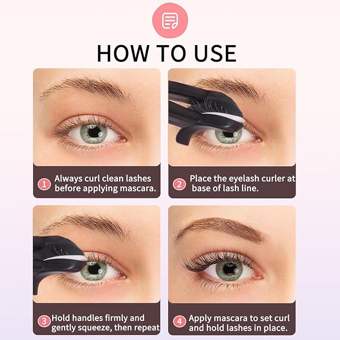 Eyelash Curlers - Plastic Eyelash Curler with Silicone Refill Pads Premium Cute Small Eye Lash Curler for No Pinching or Pulling Lash Curler Makeup Tool for Women Girls Eyelash, Black