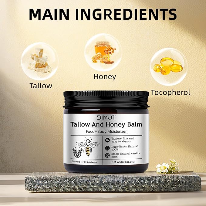 Tallow and Honey Balm for Skin Honey Butter Face & Body Cream For Skin Firming & Hydrating Balm Skin Care Tallow Face Moisturizer Cream (2)