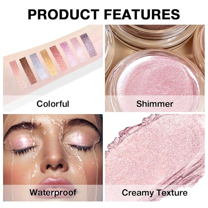 Rose Pink Mousse Single Eyeshadow Palette –Neutral Matte & Shimmer Eyeshadow,Mini Cream Glitter Eye shadow,Long Lasting Highly Pigmented Eye Makeup Compact Travel Siz Eye shadow for Older Women 02#