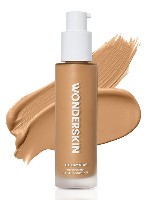 Wonderskin Hyper-Bond Serum Foundation – Waterproof, Transfer-Proof, 24HR Longwear Face Makeup with Niacinamide & Hyaluronic Acid – Lightweight, Natural Finish, Vegan & Cruelty-Free (Mesa)