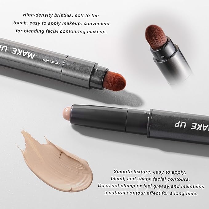 DAGEDA Cool Toned Contour Stick,Cream Contour Makeup with Brush,Lightweight, Blendable, Longlasting Creamy Bronzer Stick, Matte Finish Natural Face Contouring Makeup