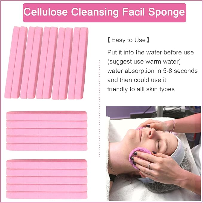 120 Pcs Pink Compress Face Sponges - Compact Facial Sponge Set for Cleansing, Makeup Removal, Exfoliation