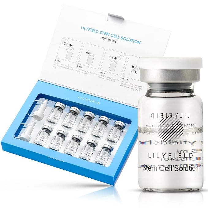 LILYFIELD Stem Cell Solution 50ml (5ml x 10 Ampoules) – Hydrating Hyaluronic Acid Serum with Stem Cells, Peptides & Vitamin C | Korean Skincare for Moisturized, Smoother-Looking Skin, All Skin Types