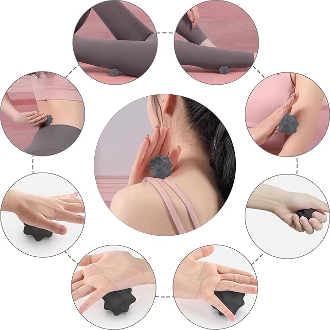 Massage Balls for Myofascial Release,Yoga Deep Tissue,Trigger Point Therapy & Foot Plantar Fasciitis,Muscle Soreness Massager Ball (3 Pack,Black)