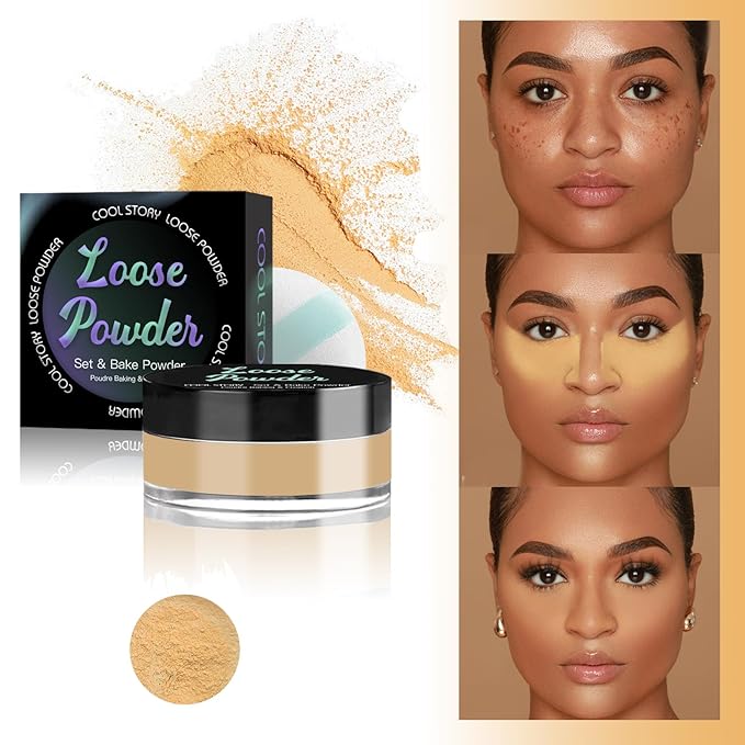 Loose Setting Powder, Bake Makeup Powder Full Coverage Matte Finish (Honey Beige, 6g/O.21oz)