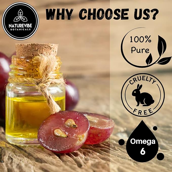 Naturevibe Botanicals Grapeseed Oil 32 Ounces | 100% Pure and Natural | Great for Skin Care and Hair Care