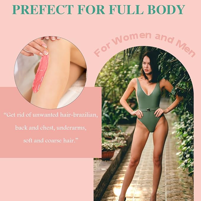 Wax Beads Bulk, 52.8oz Depilatory Painless Wax Beans Quick Hair Removal for Body Skin, Long Lasting for Back, Chest, Leg, At Home Waxing Choice