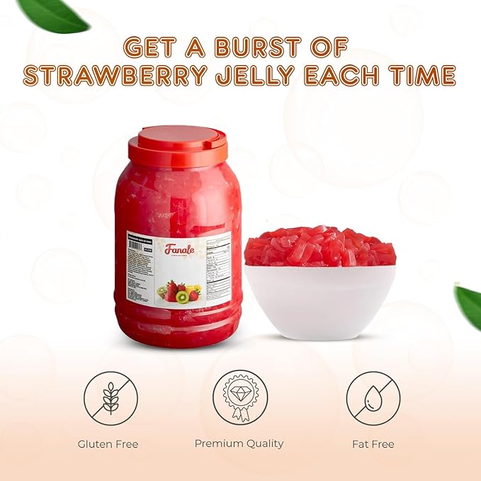 New Fanale Coconut Jelly Topping nata de coco for Boba Tea | Ice Cream | Yogurt | Smoothie | Milk Tea | Desserts (Strawberry, 8.3 lb)