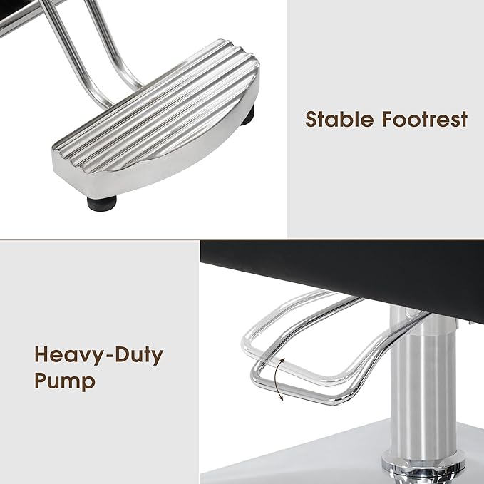 BarberPub Classic Salon Chair for Hair Stylist,Hydraulic Barber Styling Chair,Beauty Salon Spa Equipment 3802 (Black)