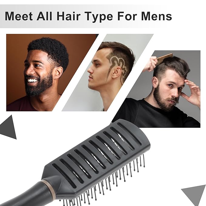 VOCOSTE Vented Hair Brush - Styling Brush with Ball-Tipped Bristles for Blow Drying Wet, Short, Curly or Straight Hair - Men and Women - Black