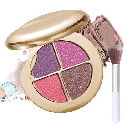Glow Gallery Highlighting Eye & Cheek Palette, 4-Color Metallic Shimmer Eye & Cheek Palette, Blush and Highlighter Palette, Makeup Set for Shading, Highlighting & Defining the Face (#06)