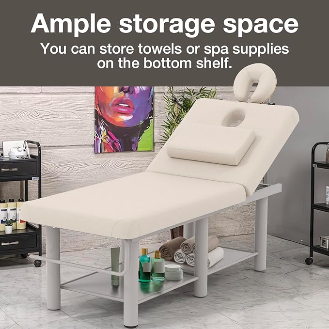 Professional Massage Table – Heavy Duty Adjustable Spa Bed with Open Face Hole & Headrest – PU Leather, Sturdy Metal Frame for Physical Therapy, Tattoo, Salon & Massage, Gray