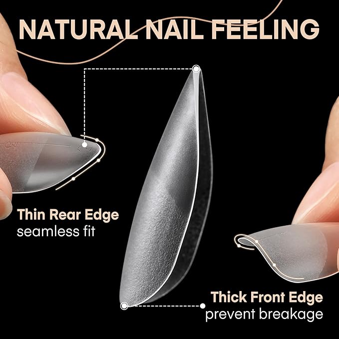 Short Almond Gel Nail Tips: 360Pcs Pre-Shape Short Nail Tips Almond Shape 15 Sizes Matte Full Cover Clear False Fake Nails for Extension Home DIY Salon