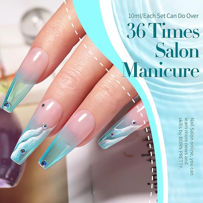 Born Pretty Jelly Gel Nail Polish Set Spring Summer Crystal Glass Translucent Pastel Gel Polish Blue Red Green Yellow Pink Soak Off U v Gel Polish 7ML 6PCS