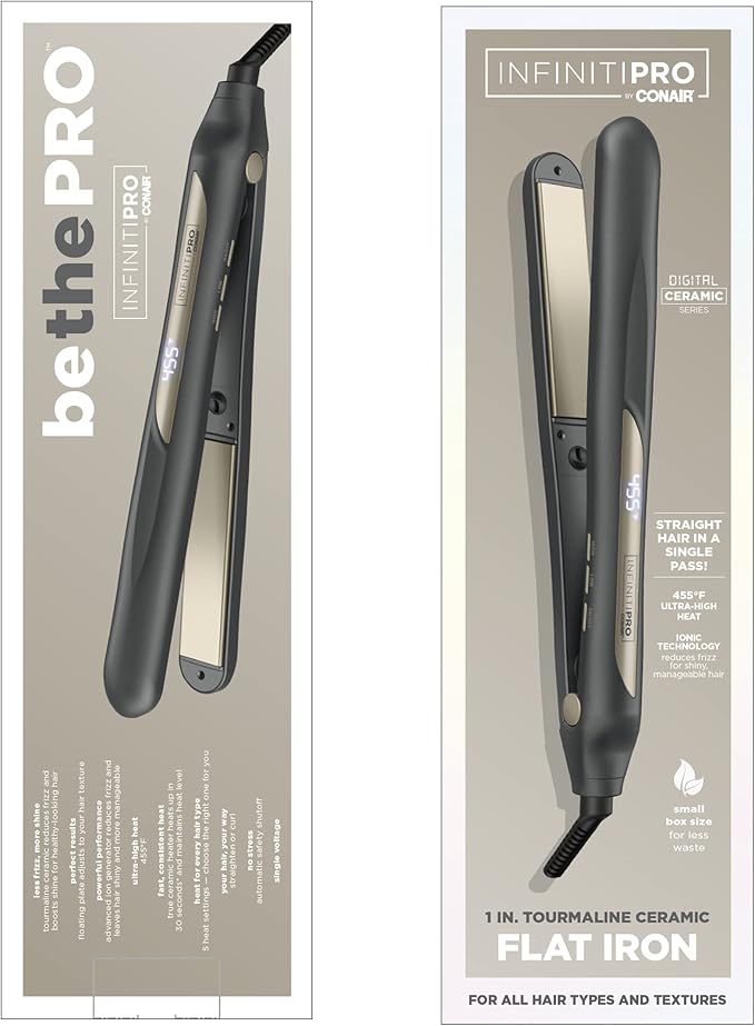 INFINITIPRO by CONAIR Tourmaline Ceramic Flat Iron, 1-inch Digital Flat Iron