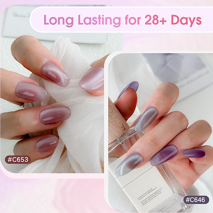 ROSALIND Cat Eye Gel Nail Polish, 8 Color Jelly Gel Polish with Magnet Stick Magnetic Cateye Translucent Effect Sheer Glitter Collection Manicure Gifts for Women