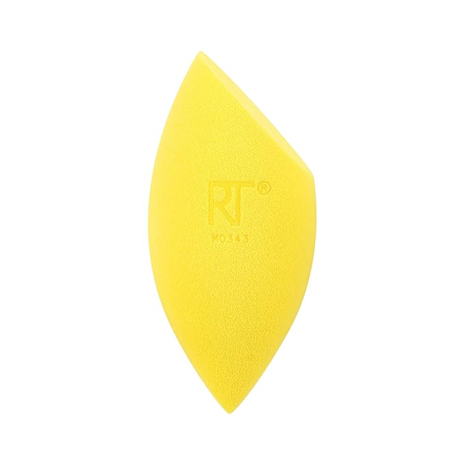 Real Techniques Miracle Concealer Sponge, Makeup Blending Sponge For Liquid & Cream Concealer, Elongated Shape For Precise Application Under Eyes & Tight Areas, Yellow, Latex-Free Foam, 1 Count