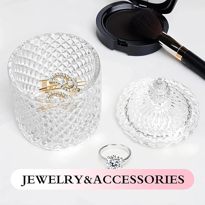 2 Pieces Large Body Powder Puff and Container Powder Container with Puff Crystal Case Soft Washable Reusable Velour Face Body Glitter Wet Dry Makeup (Rome)