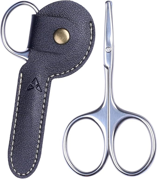 3.75" Nose Hair Scissors, Round Tip Small Facial Mustache Scissors for Men's Trimming