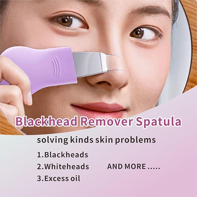 REVEX Nose Blackhead Remover Tool Set,Blackhead Scraper Tool,2Pcs Pore Cleaning Brush, Face Scrubber Skin Spatula, Pore Scrubber for Deep Cleansing,Face Exfoliator Scrubber for Women Men.(Purple)