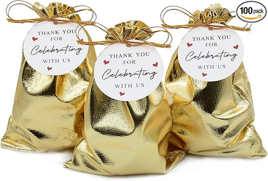 Pack of 100 4"x 6" Heavy Duty Gold Drawstring Organza Jewelry Pouches Wedding Party Christmas Favor Gift Candy Chocolate Bags