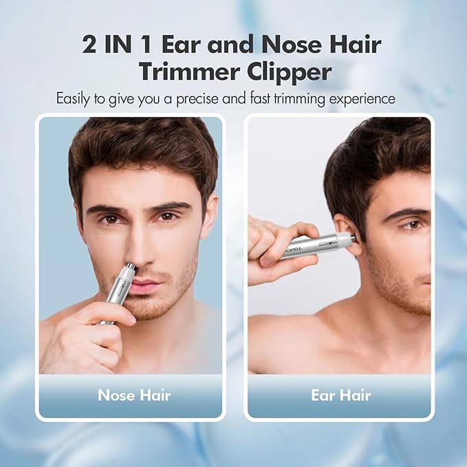 TOUCHBeauty Battery Powered Ear and Nose Hair Trimmer for Women, Portable Battery Powered Trimmer, Mini Painless Design for Sensitive Skin, Easy Clean & Travel Friendly