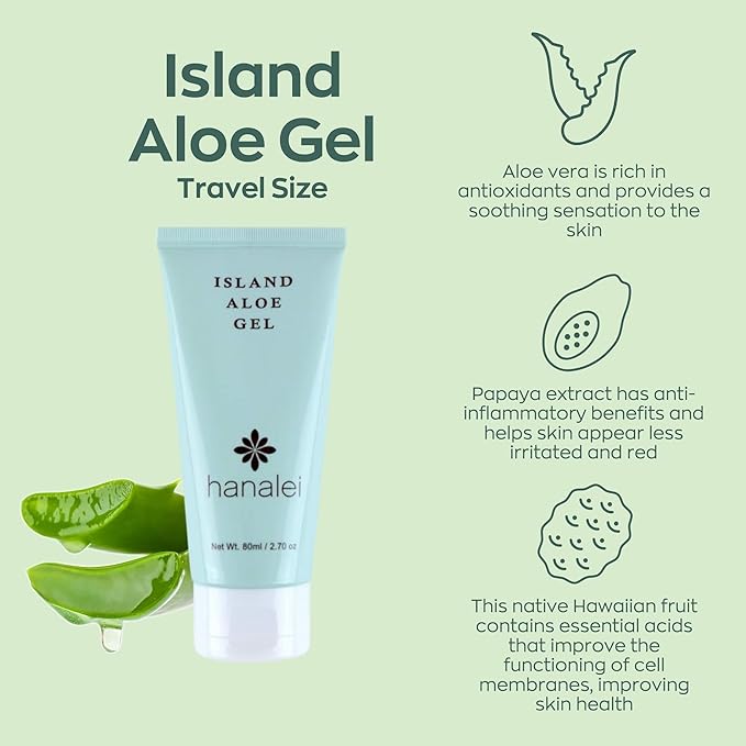 Hanalei Aloe Gel – Soothing After-Sun Care & Daily Moisturizer – Hydrating, Cooling Aloe Vera Gel for Face & Body – Cruelty-Free, Paraben-Free Skincare – Natural Moisturizer – Travel Size - 2.7 oz