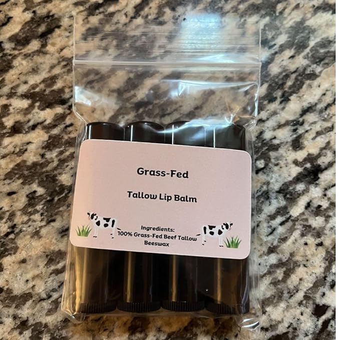 Beef Tallow Lip Balm 100% Grass Black