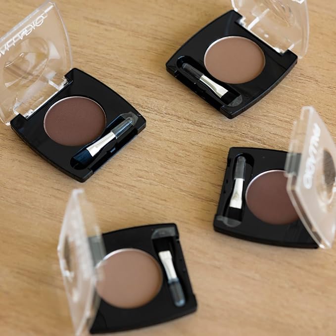 Palladio Brow Powder for Eyebrows, Soft and Natural Eyebrow Powder with Jojoba Oil & Shea Butter, Helps Enhance & Define Brows, Compact Size for Purse or Travel, Includes Applicator Brush, Dark Brown