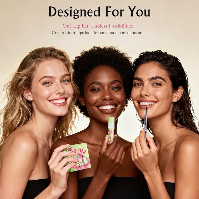 4 Colors Lip Oil with Brown Lip Liner Set, Hydrating Lip Combo Moisturizing Tint Lip Gloss Smooth Highly-Pigmented Matte Lip Liner Pencil Nourishing Non-sticky Shaping Plumping Lips Daily Makeup