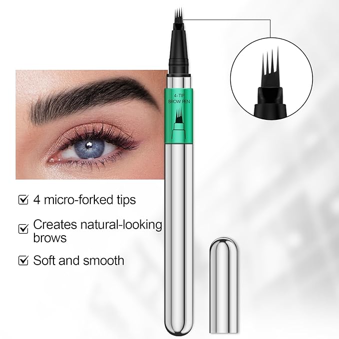 Microblading Eyebrow Pen，Waterproof Brow Pen Micro 4 Point,Eyebrow Makeup Pencil for Women to Effortlessly Create Hair Like Natural Brows，Long Lasting & Smudge-proof
