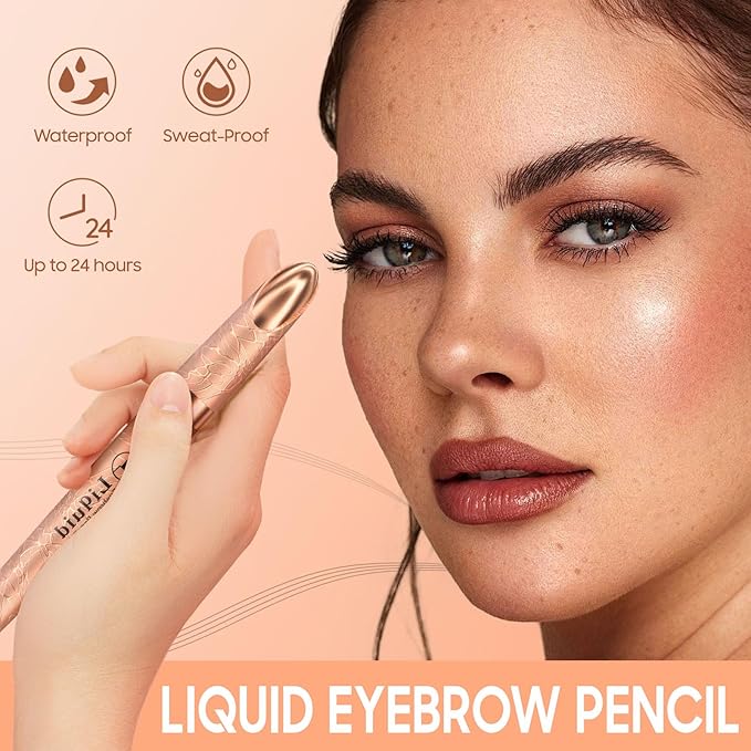 Eyebrow pen - Liquid Eye Brow Microblading Pencil With Micro 4 Point Lift & Brow Pen Snatch, Long-Lasting Waterproof Eyebrow Pencils for Women (Gray)
