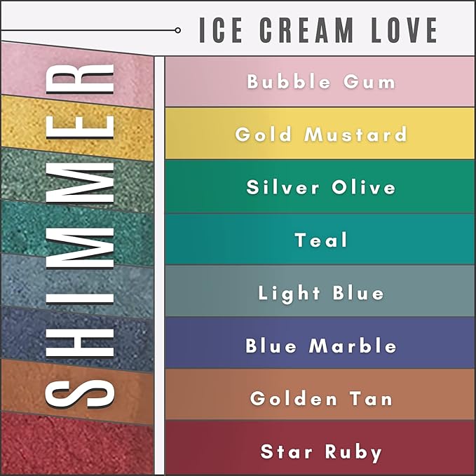 Ice Cream Love Mineral Powder Organic Makeup Kit - Loose Pigment Eyeshadow, Glitter Eyeshadow, Copper Eyeshadow Palette, Non-Toxic Shimmer Eye Shadow, Talc-Free Eyeshadow