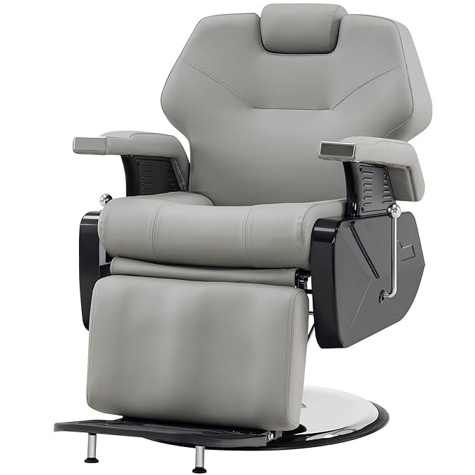 BarberPub Hydraulic Recline Barber Chair All Purpose Salon Beauty Spa Styling Equipment 9208 (Grey)
