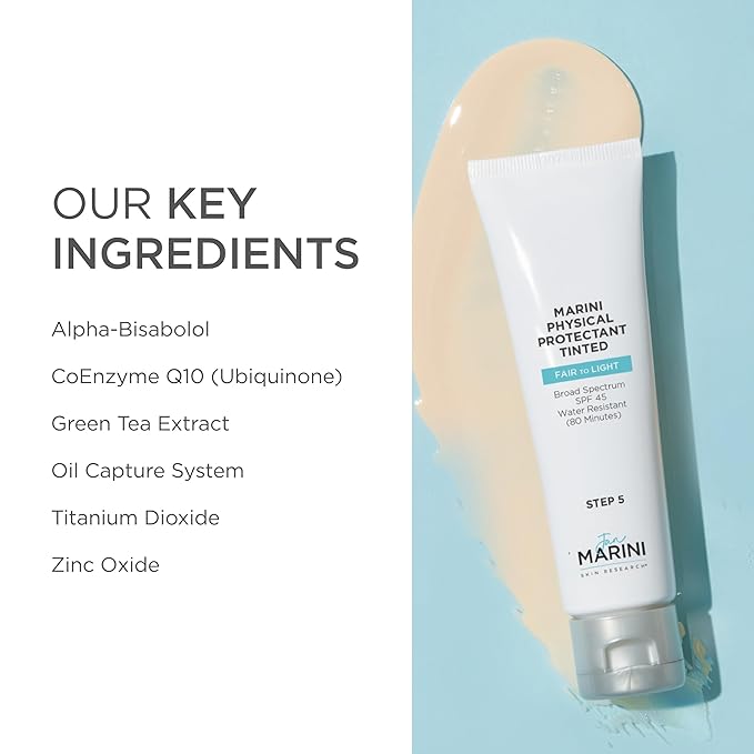Jan Marini Skin Research Physical Protectant Tinted SPF 45 - Daily Face Protectant Product - Tinted SPF Facial Sunscreen - Sunscreen Aids Against Visible Wrinkles - Fair to Light Skin Tones - 2 oz