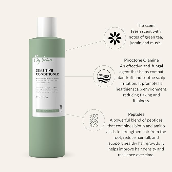 Sensitive Conditioner 10.1 Fl Oz, Soothes Itchy Scalp & Moistures Frizzy Hair, Colour preserving, 100% vegan & Sulphate/Silicone free