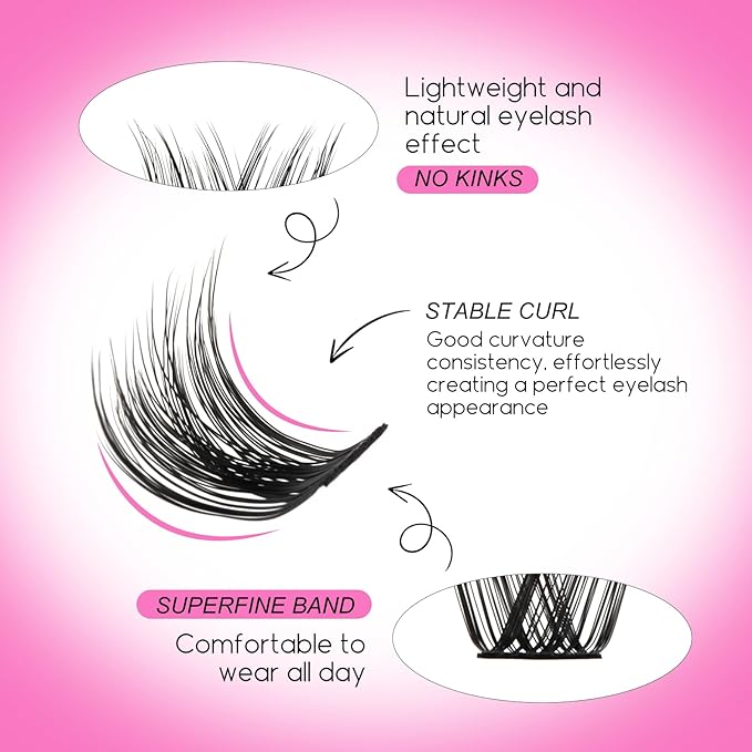 Lash Clusters DIY Eyelash Extensions 154 Clusters Lashes D Curl 0.07 Natural Individual Lash Extensions Mixed Tray False Eyelashes Soft & Strong Thin Band DIY at Home (F20+F21-0.07D, 8-16mm)
