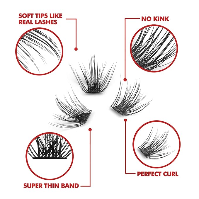 DIY Eyelash Extension, 3D Effect Individual Melt Flare Lash Cluster Natural Lashes Set, Home Eyelash Extension, D curl Lashes Pack 12mm,14mm (12MM-Sparkle)