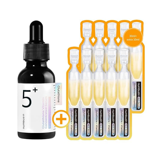 numbuzin No.5 Serum | Glutathione Vitamin Concentrated Serum 30ml Travel Set (+1ml*10ea) | Glutathione, Vitamin C, Tranexamic Acid | Hyperpigmentation, Acne Scars, Korean Skincare | 1.31 fl. oz.