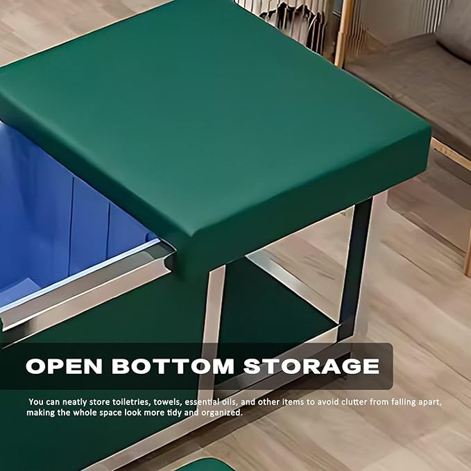 HHEvergreenEnsem Massage Shampoo Bed with Sink & Head Spa Equipment, No Plumbing Head SPA Bed Includes 24 gal Large Water Tank, Storage Space (with Stool, Green)