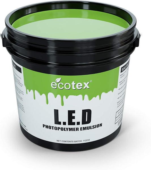 Ecotex® L E D Green Screen Printing Emulsion (Gallon - 128oz.) Pre - Sensitized Photo Emulsion for Silk Screens, Textiles, and Fabric - for Screen Printing Plastisol Ink, Screen Printing Supplies