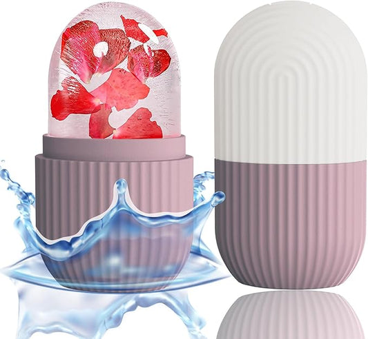 XHJRI Ice Face Roller Massager,Ice Cube Roller for Face, Eyes and Neck Naturally Conditioning and Skin Care,De-Puff Eye Bags,Reduce Migraine Pain,Reusable Massage Silicone Ice Mold (Brown)