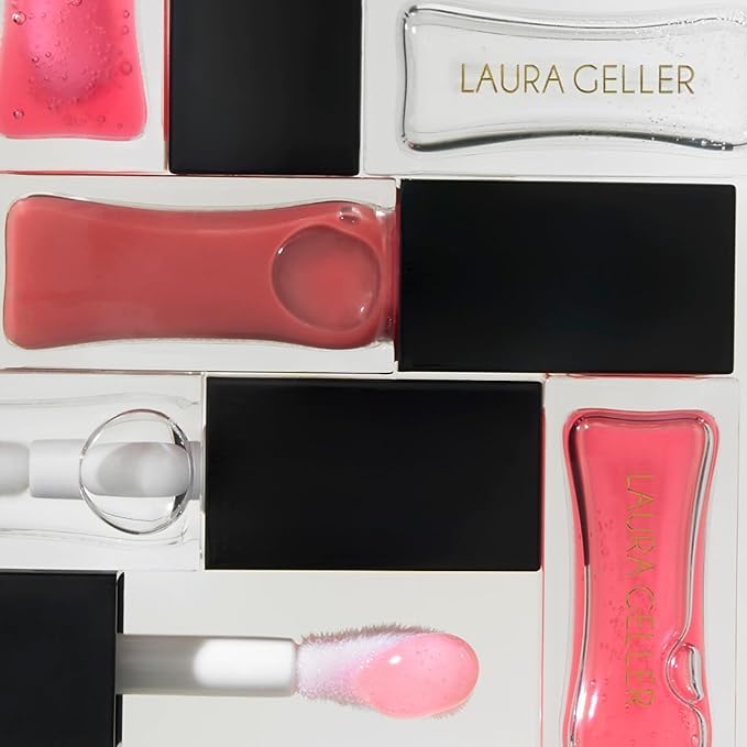 LAURA GELLER NEW YORK Fine Shine Glossy Lip Oil, Beachy Peach - Hydrating Squalane - Soft Coral Lip Gloss