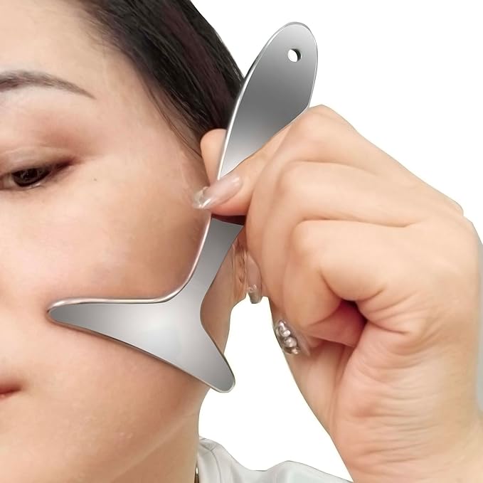 BYYDDIY Stainless Steel Manual Facial Sculptor Tool & Neck Massager Tool for Neck Skin Lifting & Firming & Wrinkle & Dark Circle Reducer,Gua Sha Massage Tool for Skin Care (Y)
