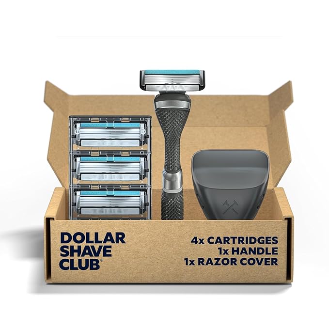 Dollar Shave Club | Travel Shave Set | 4 Swift Rinse Refill Cartridges, 1 Handle, 1 Razor Cover