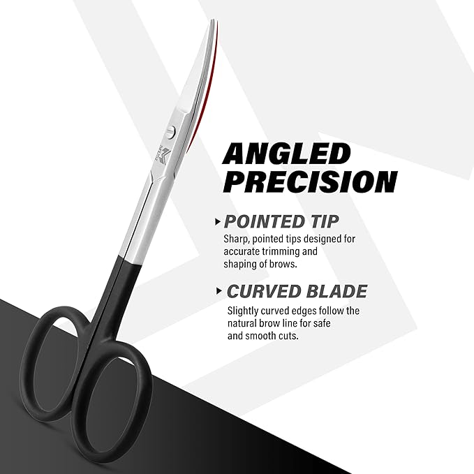 Eyebrow Tweezers Set with Eyebrow Scissors – 4+1 Stainless Steel Tweezers for Women Men Facial Hair - Sharp Tweezer for Shaping Eyebrows - Precision Grooming Tool for Plucking Coarse and Ingrown Hairs