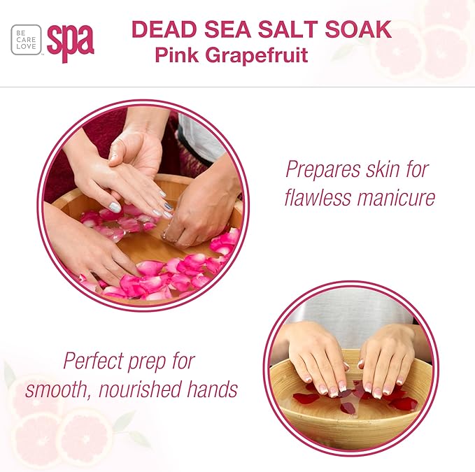 BCL SPA Dead Sea Salt Soak - bath salt with organic Pink Grapefruit, Shae Butter, Arnica, Aloe Vera juice, Chamomile, Argan oil & Jojoba oil skin exfoliator - Home/Professional use 16 fl oz