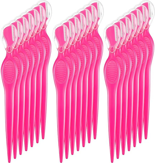 Mudder 21 Pcs Eyebrow Razor Eyebrow Shaver Facial Razor Multipurpose Face Trimmers with Precision Cover for Women Makeup Care Tools(Rose Red)